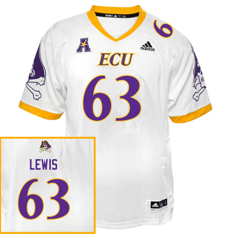 Men #63 Grayson Lewis ECU Pirates College Football Jerseys Sale-White